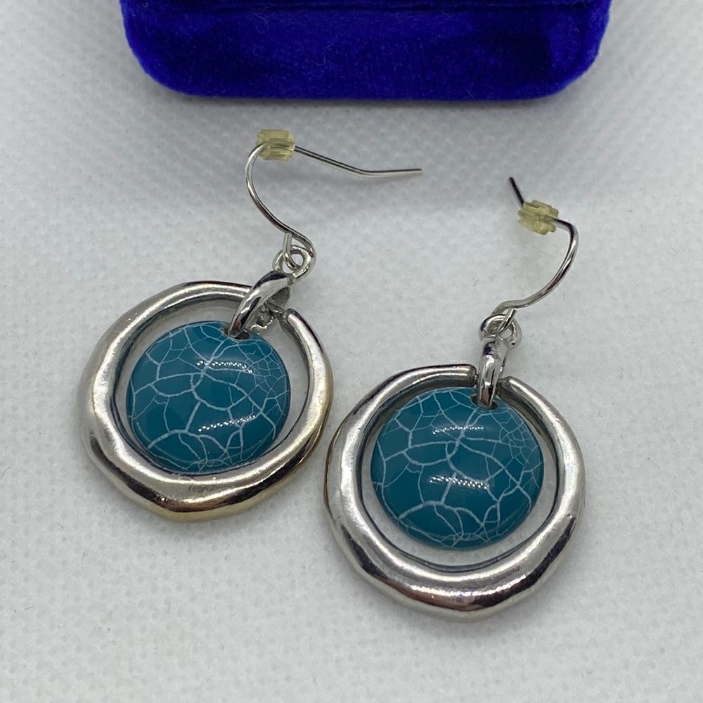 💛 Vintage Silver & Blue Costume Earrings